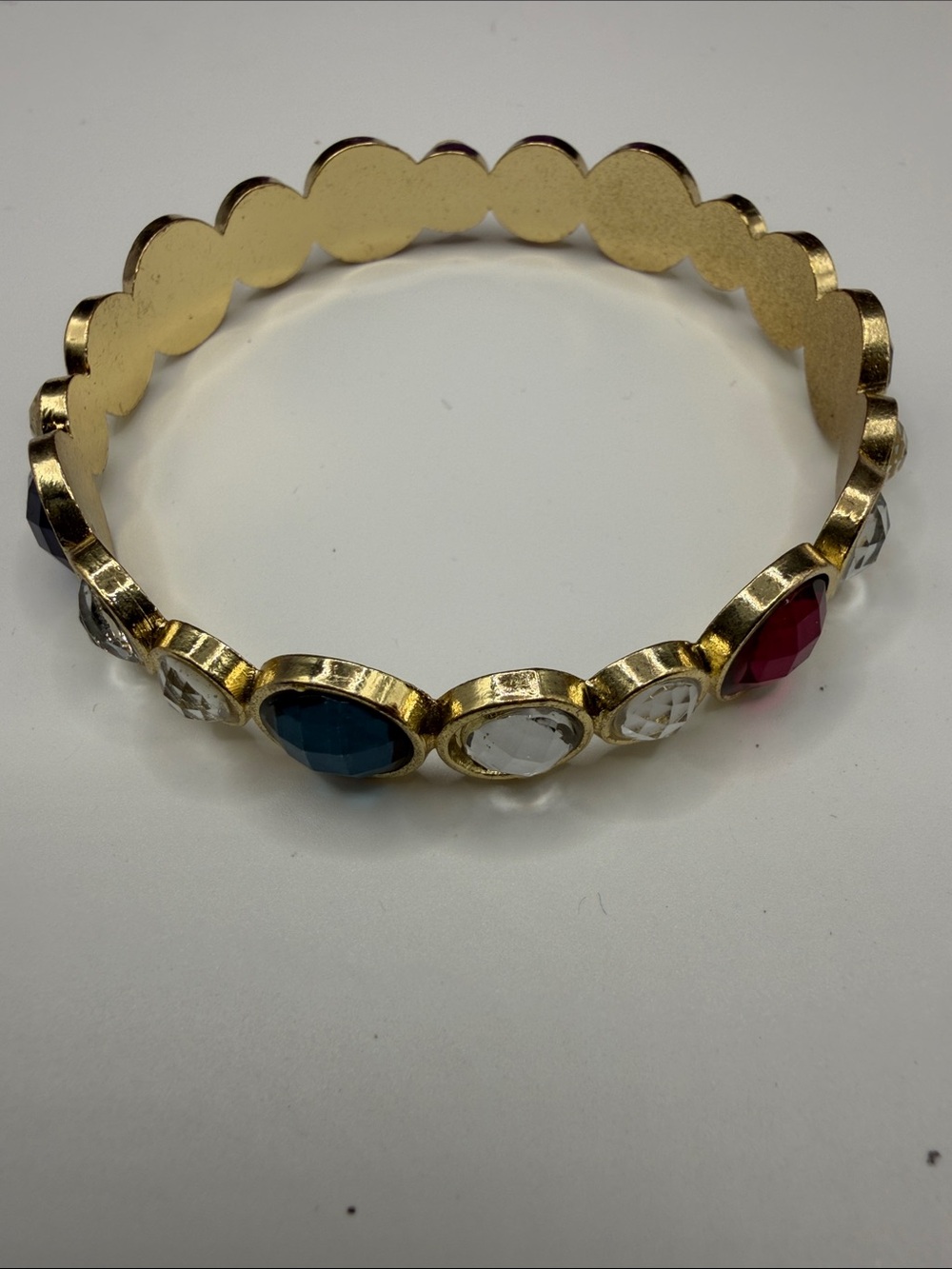 Gold-Tone Multicolor Gem Bangle Bracelet - Blue, Clear & Pink
